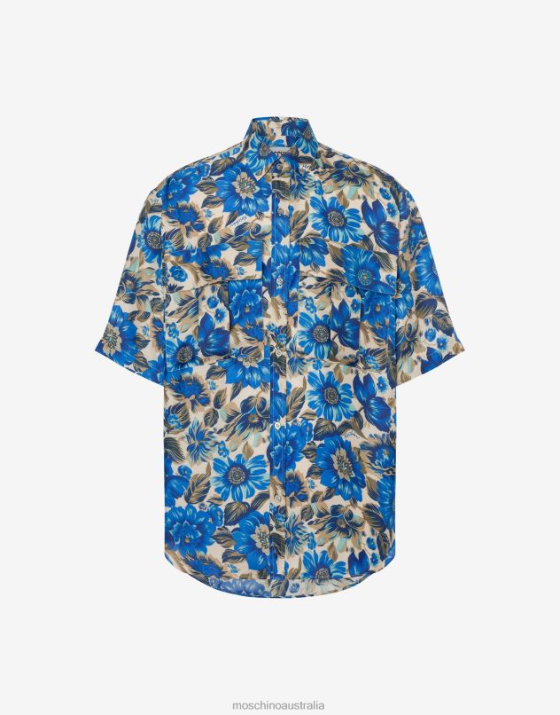 ALLOVER BLUE FLOWERS SHORT-SLEEVED SHIRT Moschino Women BLUE 44AA111 Clothing