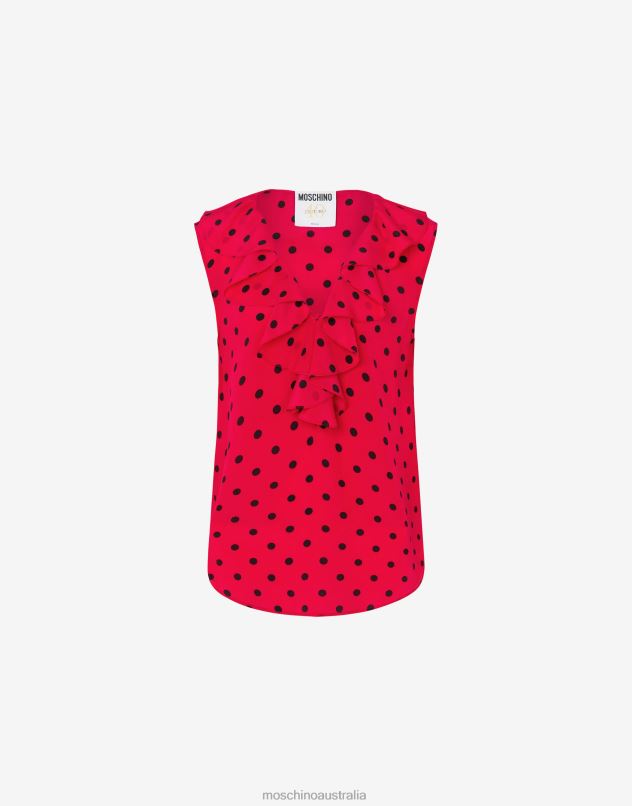 ALLOVER POLKA DOTS CREPE DE CHINE TOP Moschino Women RED 44AA102 Clothing