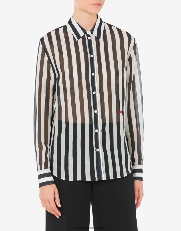 ARCHIVE STRIPES COTTON AND SILK MUSLIN SHIRT Moschino Women BLACK 44AA117 Clothing