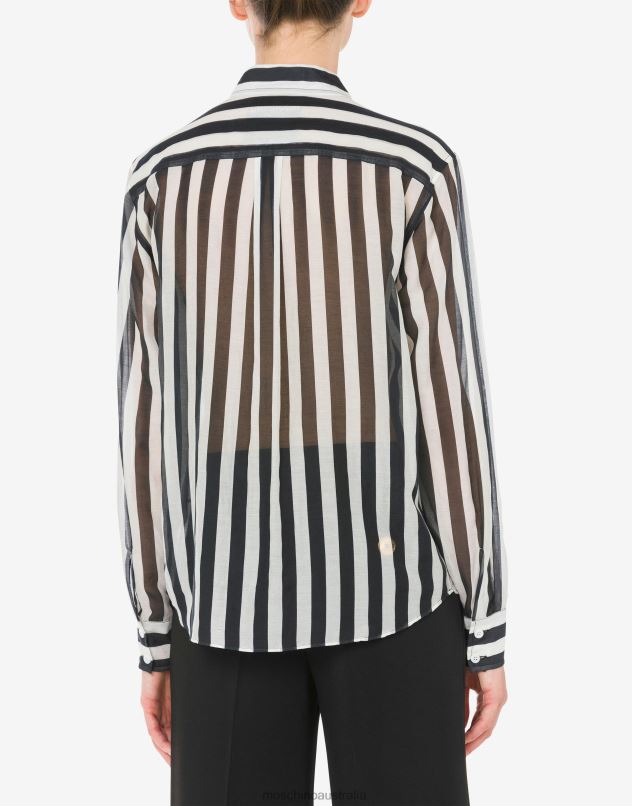 ARCHIVE STRIPES COTTON AND SILK MUSLIN SHIRT Moschino Women BLACK 44AA117 Clothing