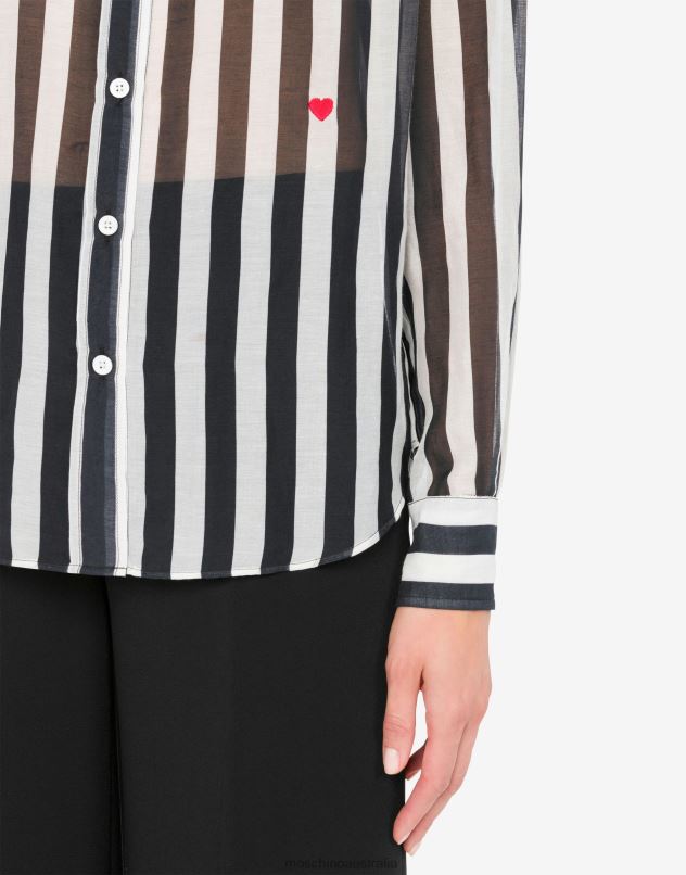ARCHIVE STRIPES COTTON AND SILK MUSLIN SHIRT Moschino Women BLACK 44AA117 Clothing