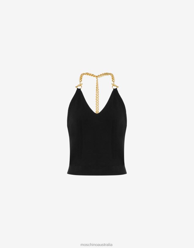 KNITTED TOP WITH CHAINS Moschino Women BLACK 44AA104 Clothing