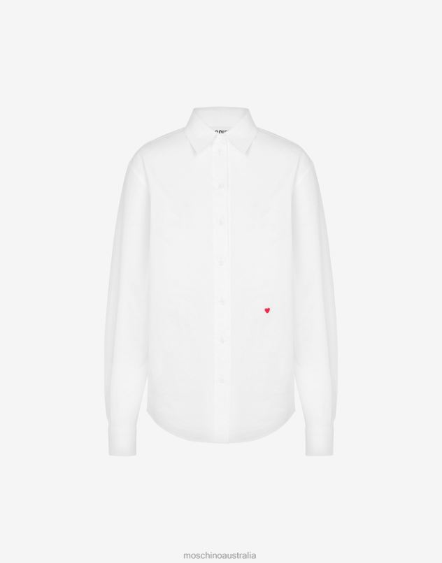 LITTLE HEART EMBROIDERY POPLIN SHIRT Moschino Women WHITE 44AA103 Clothing