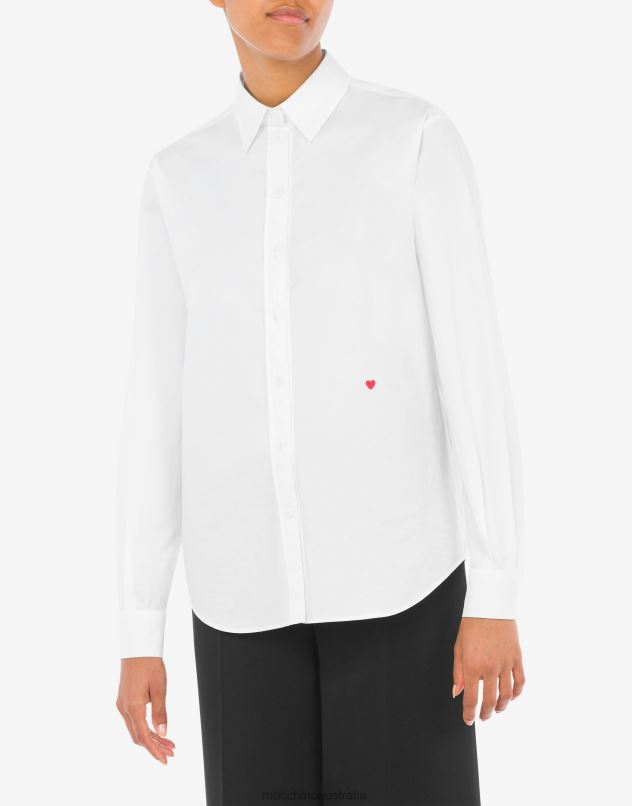 LITTLE HEART EMBROIDERY POPLIN SHIRT Moschino Women WHITE 44AA103 Clothing