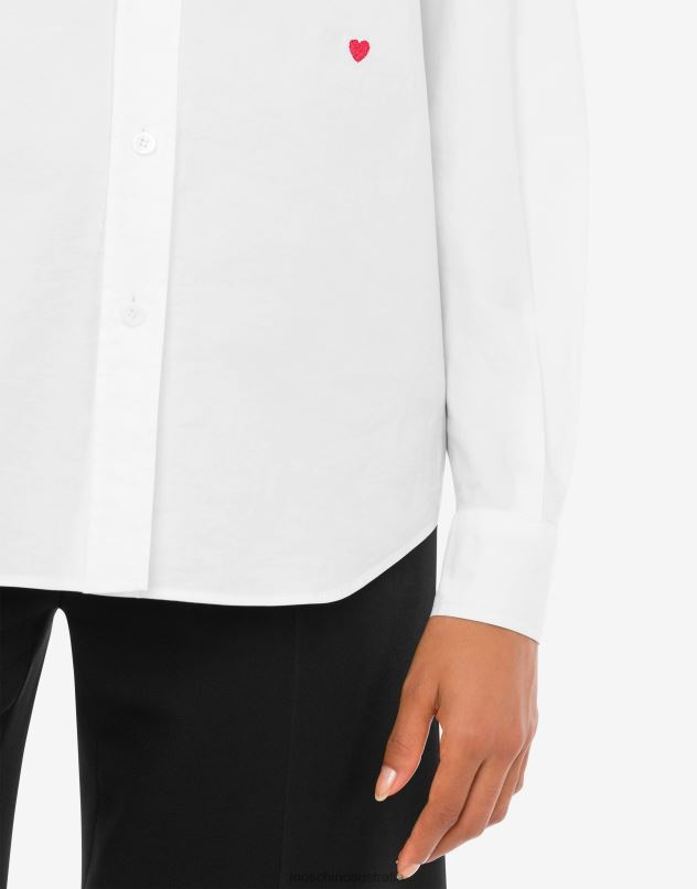 LITTLE HEART EMBROIDERY POPLIN SHIRT Moschino Women WHITE 44AA103 Clothing