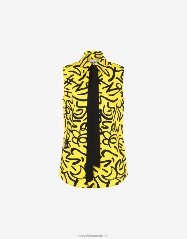SCRIBBLE PRINT POPLIN TOP Moschino Women YELLOW 44AA105 Clothing