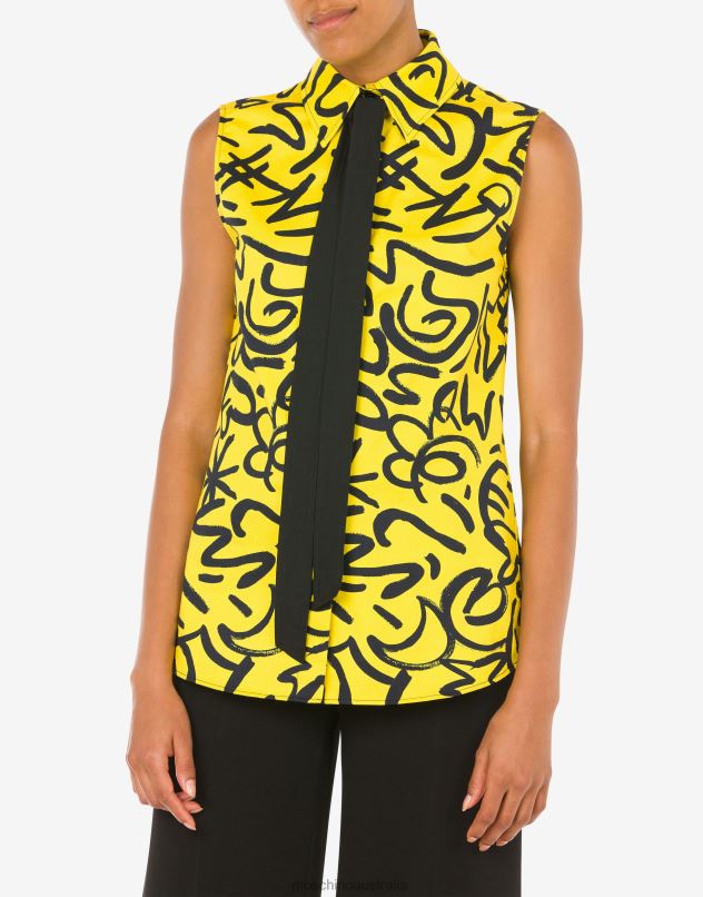 SCRIBBLE PRINT POPLIN TOP Moschino Women YELLOW 44AA105 Clothing