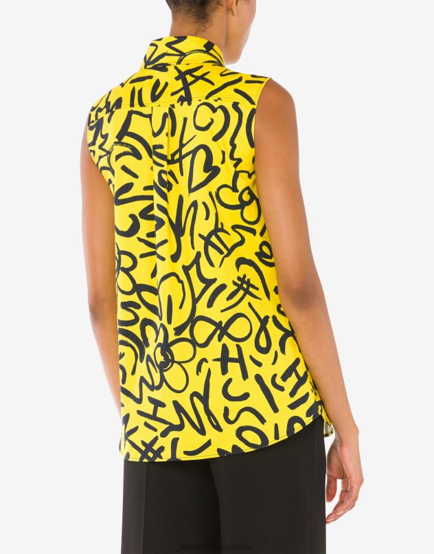 SCRIBBLE PRINT POPLIN TOP Moschino Women YELLOW 44AA105 Clothing