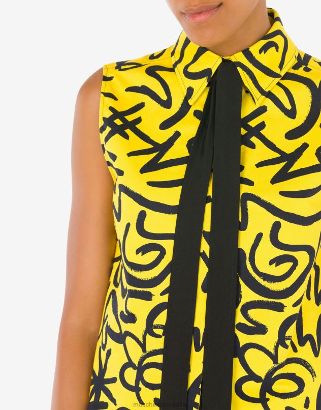 SCRIBBLE PRINT POPLIN TOP Moschino Women YELLOW 44AA105 Clothing