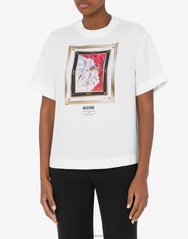 STILL LIFE WITH HEART ENVERS SATIN BLOUSE Moschino Women WHITE 44AA113 Clothing