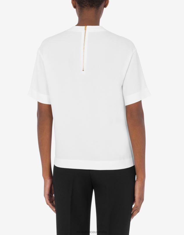 STILL LIFE WITH HEART ENVERS SATIN BLOUSE Moschino Women WHITE 44AA113 Clothing