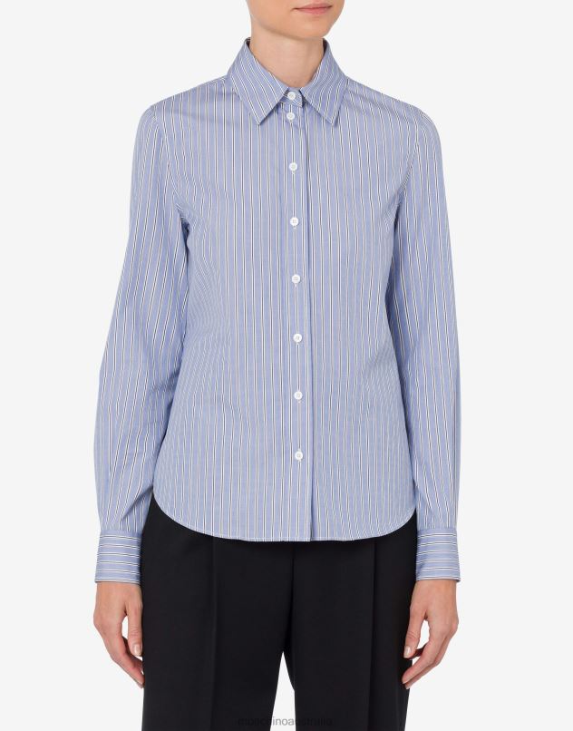 STRIPED POPLIN SHIRT Moschino Women LIGHT BLUE 44AA108 Clothing