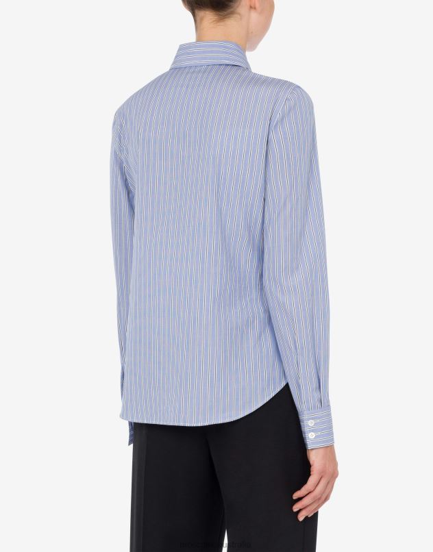 STRIPED POPLIN SHIRT Moschino Women LIGHT BLUE 44AA108 Clothing