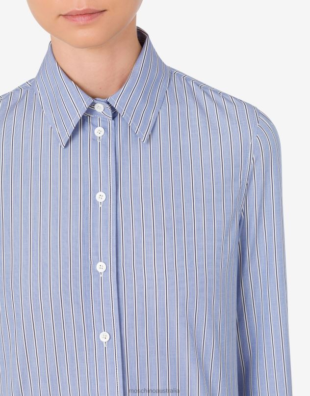 STRIPED POPLIN SHIRT Moschino Women LIGHT BLUE 44AA108 Clothing