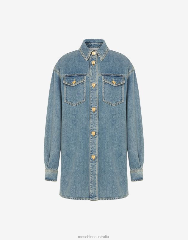 TEDDY BUTTONS BLUE DENIM SHIRT Moschino Women BLUE DENIM 44AA118 Clothing
