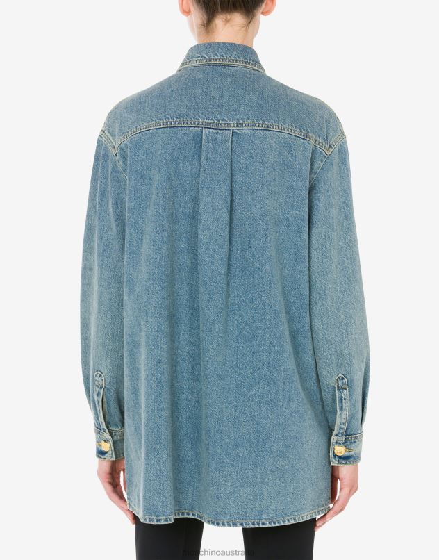 TEDDY BUTTONS BLUE DENIM SHIRT Moschino Women BLUE DENIM 44AA118 Clothing
