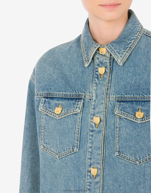 TEDDY BUTTONS BLUE DENIM SHIRT Moschino Women BLUE DENIM 44AA118 Clothing