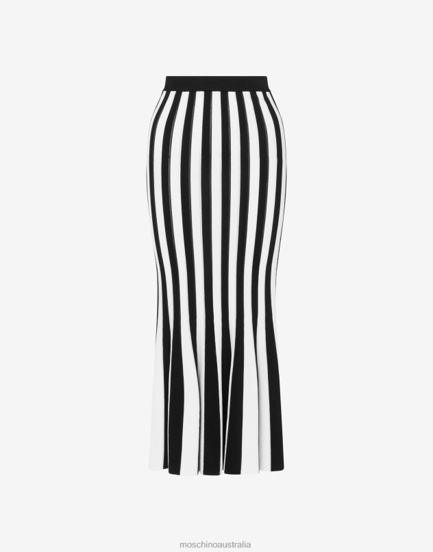 ARCHIVE STRIPES STRETCH VISCOSE SKIRT Moschino Women BLACK 44AA187 Clothing