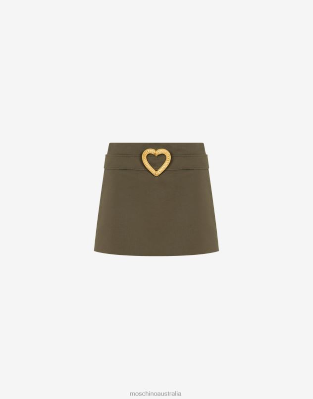 HEART BUCKLE COTTON CLOTH MINISKIRT Moschino Women GREEN 44AA185 Clothing