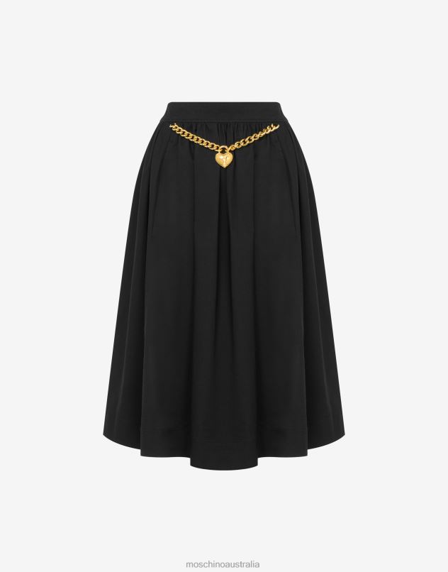 HEART LOCK COTTON CLOTH SKIRT Moschino Women BLACK 44AA188 Clothing