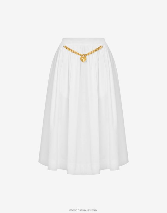 HEART LOCK COTTON CLOTH SKIRT Moschino Women WHITE 44AA189 Clothing