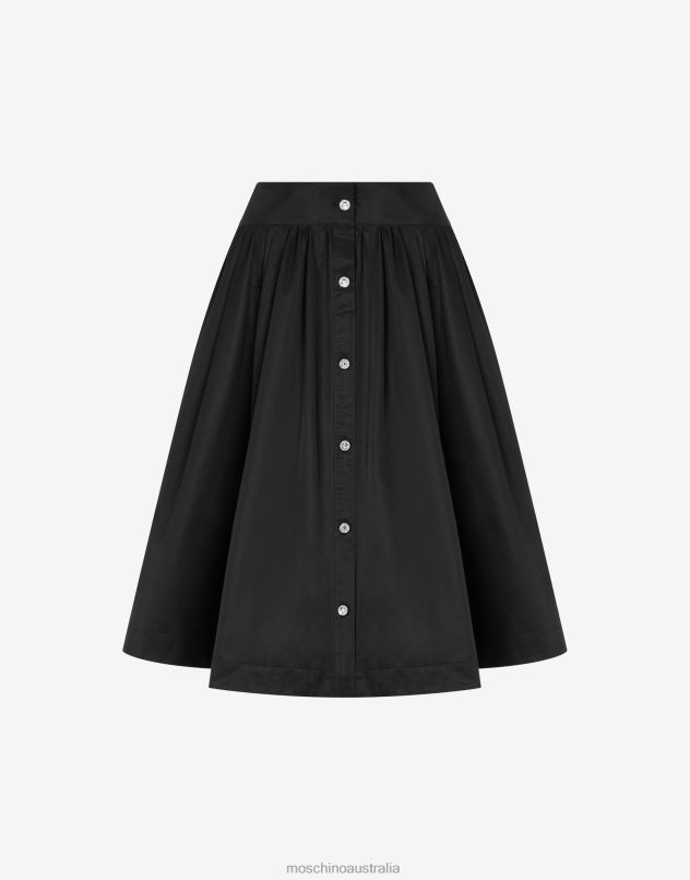 JEWELED BUTTONS POPLIN SKIRT Moschino Women BLACK 44AA173 Clothing
