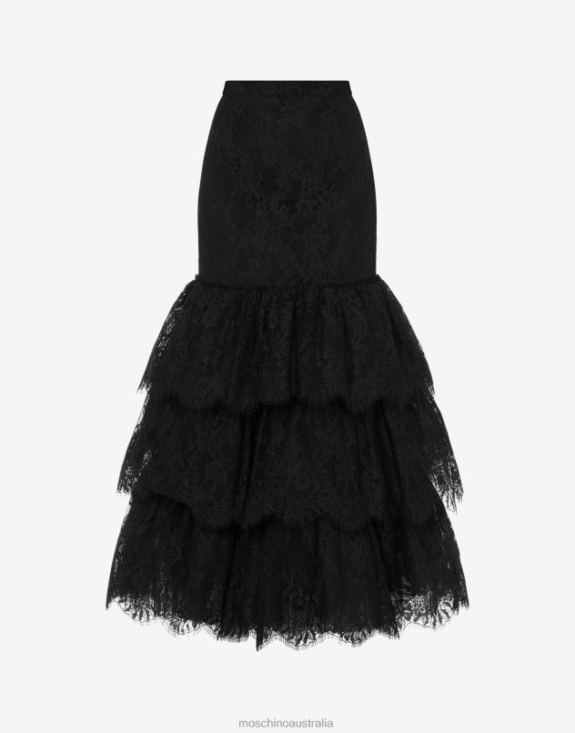 LACE SKIRT WITH RUFFLES Moschino Women BLACK 44AA182 Clothing