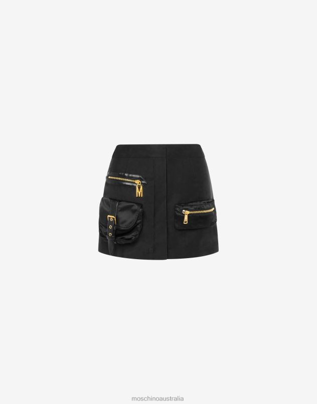 NYLON BAGS HEAVY SATIN MINISKIRT Moschino Women BLACK 44AA179 Clothing
