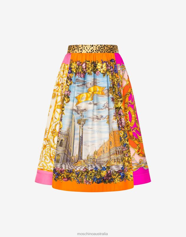 SCARF PRINT TWILL SKIRT Moschino Women MULTICOLOURED 44AA177 Clothing