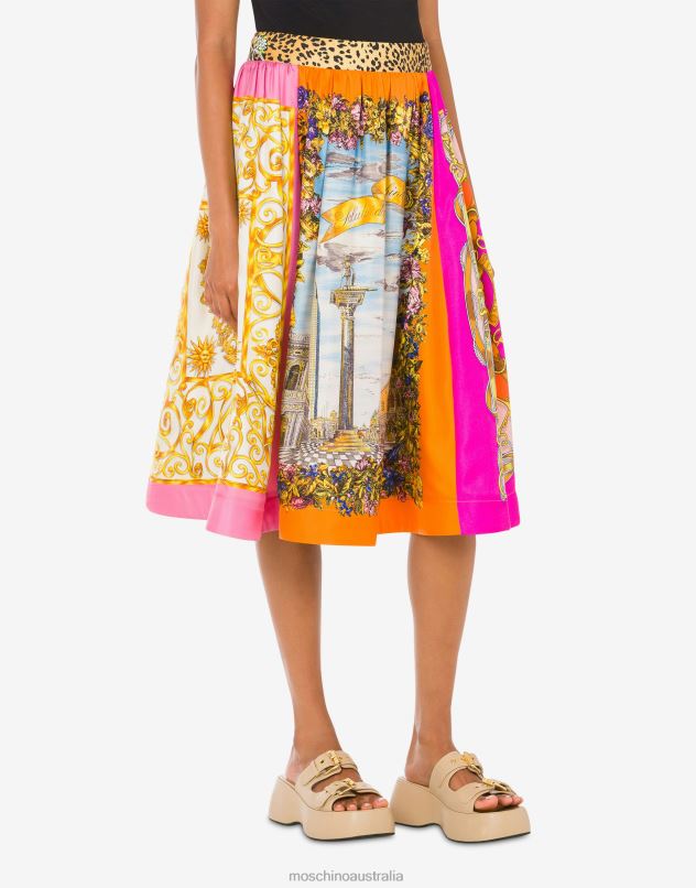 SCARF PRINT TWILL SKIRT Moschino Women MULTICOLOURED 44AA177 Clothing
