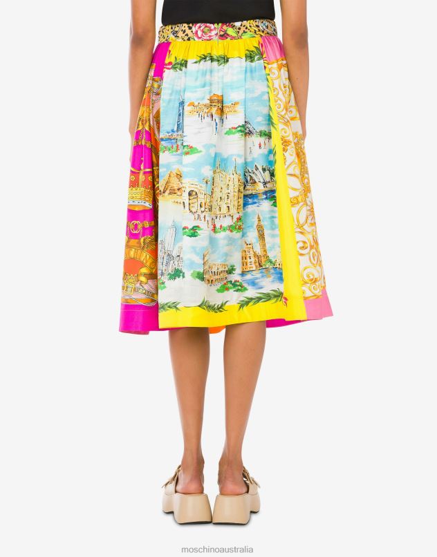 SCARF PRINT TWILL SKIRT Moschino Women MULTICOLOURED 44AA177 Clothing