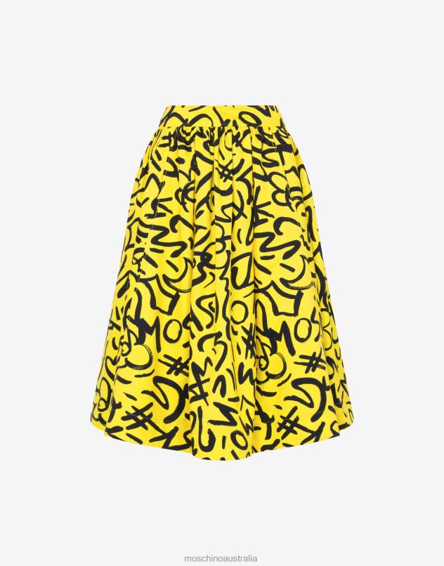 SCRIBBLE PRINT POPLIN SKIRT Moschino Women YELLOW 44AA180 Clothing