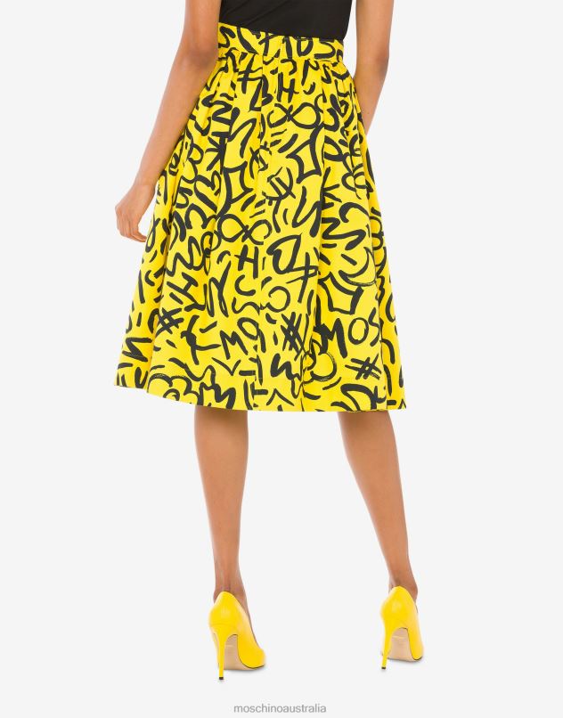 SCRIBBLE PRINT POPLIN SKIRT Moschino Women YELLOW 44AA180 Clothing