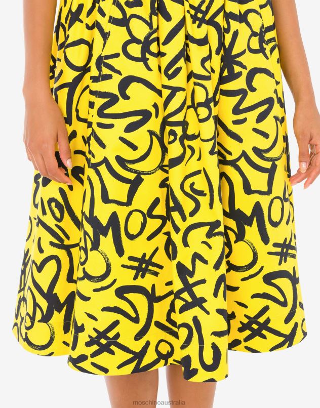 SCRIBBLE PRINT POPLIN SKIRT Moschino Women YELLOW 44AA180 Clothing