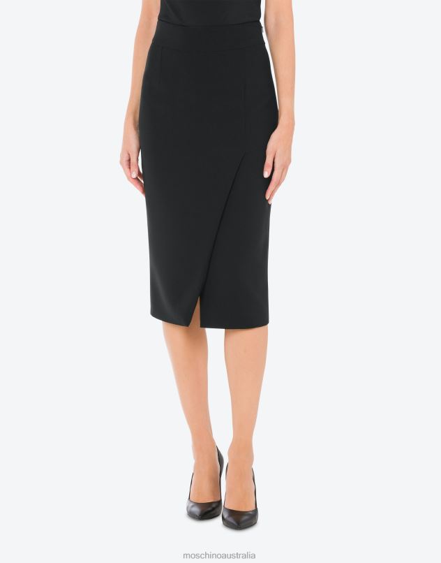 STRETCH CREPE SKIRT Moschino Women BLACK 44AA178 Clothing