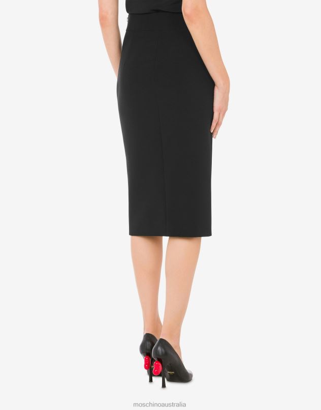 STRETCH CREPE SKIRT Moschino Women BLACK 44AA178 Clothing