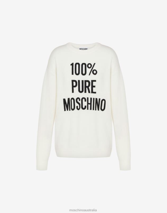 100% PURE WOOL JUMPER Moschino Women WHITE 44AA94 Clothing