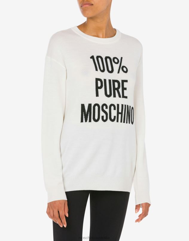 100% PURE WOOL JUMPER Moschino Women WHITE 44AA94 Clothing
