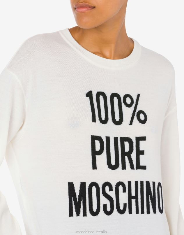 100% PURE WOOL JUMPER Moschino Women WHITE 44AA94 Clothing