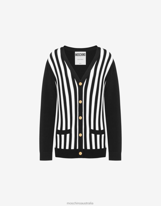 ARCHIVE STRIPES STRETCH VISCOSE CARDIGAN Moschino Women BLACK 44AA88 Clothing