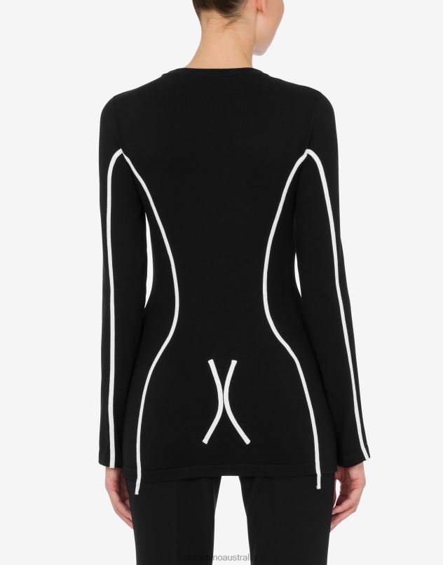 BODY INLAY COTTON JUMPER Moschino Women BLACK 44AA82 Clothing