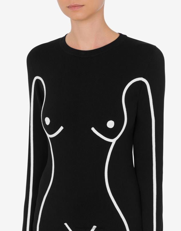 BODY INLAY COTTON JUMPER Moschino Women BLACK 44AA82 Clothing