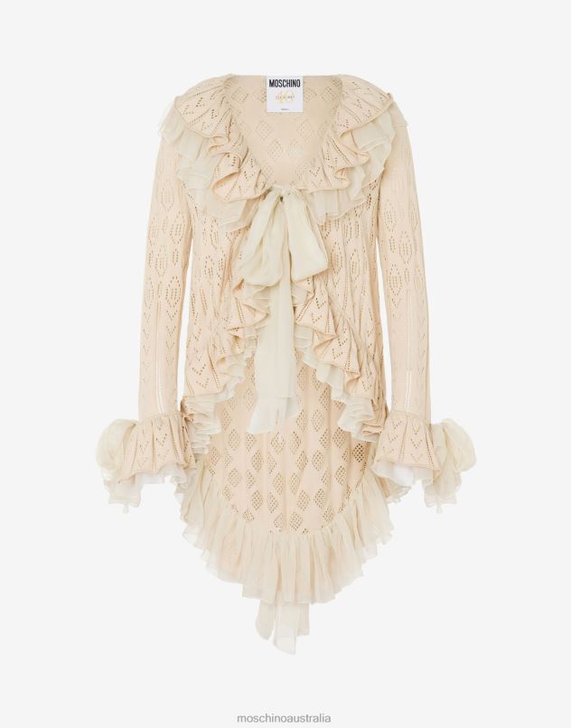 COTTON CARDIGAN WITH RUCHES Moschino Women IVORY 44AA85 Clothing