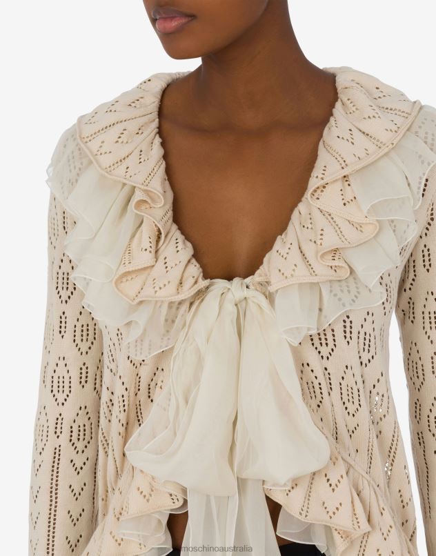 COTTON CARDIGAN WITH RUCHES Moschino Women IVORY 44AA85 Clothing