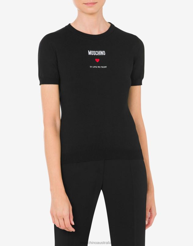 IN LOVE WE TRUST KNITTED TOP Moschino Women BLACK 44AA93 Clothing