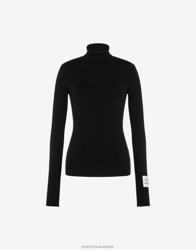 PATCH TURTLENECK SWEATER Moschino Women BLACK 44AA83 Clothing