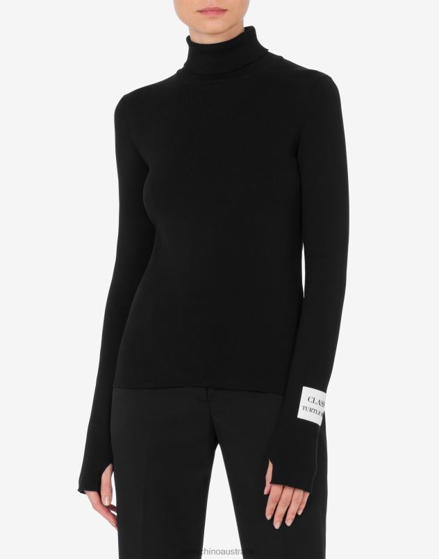 PATCH TURTLENECK SWEATER Moschino Women BLACK 44AA83 Clothing
