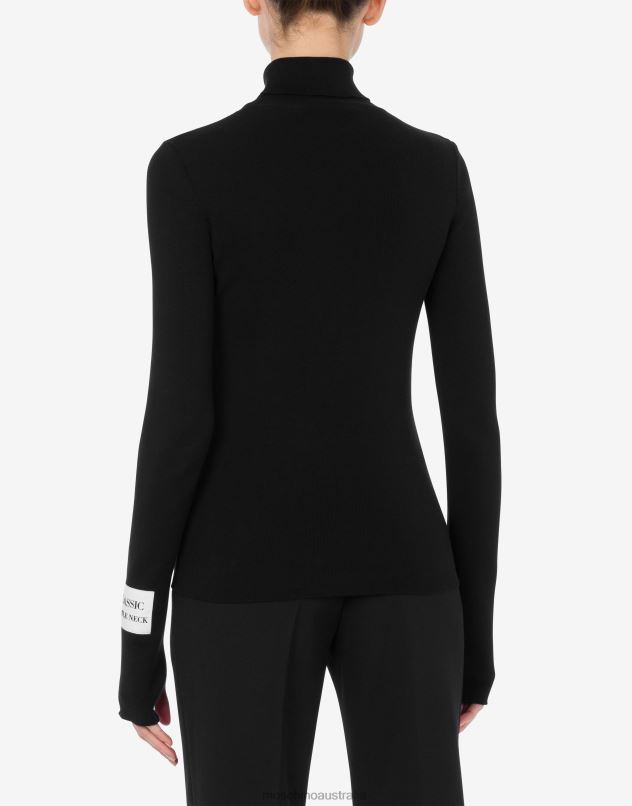 PATCH TURTLENECK SWEATER Moschino Women BLACK 44AA83 Clothing