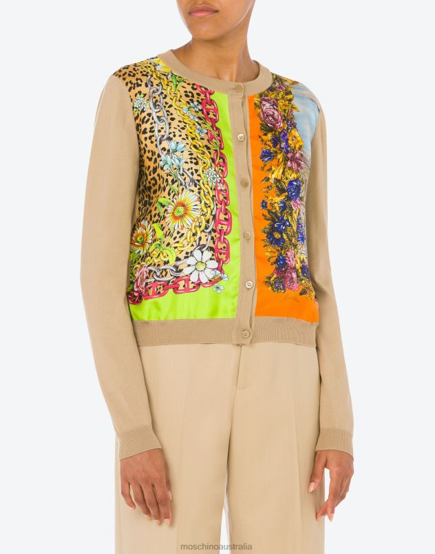 SCARF DETAILS COTTON CARDIGAN Moschino Women BEIGE 44AA89 Clothing