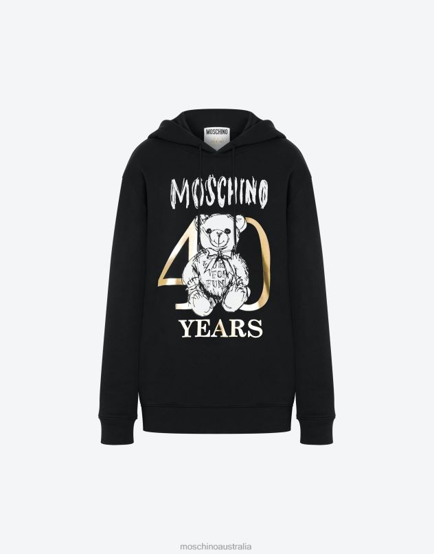 40 YEARS TEDDY BEAR HOODIE Moschino Women BLACK 44AA143 Clothing